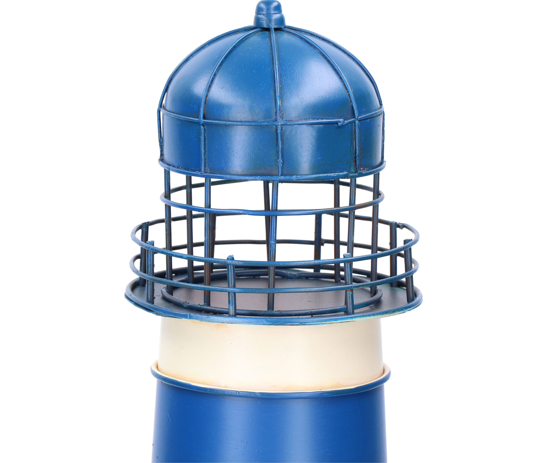 Metall Leuchtturm LED Beleuchtung 18 cm Höhe mit Blech-Boot 
