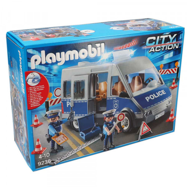 Playmobil 9236 - Polizeibus mit Straßensperre