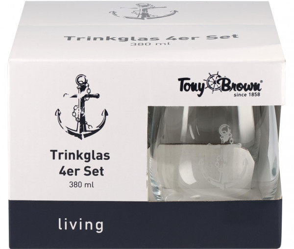 Tony Brown Trinkgläser 4er Set Anker groß