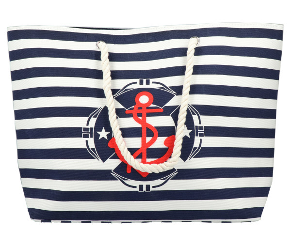 Tony Brown Strandtasche Streifen mit rotem Anker