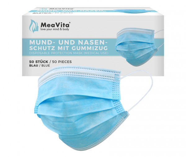 MeaVita 50er Pack medizinischer Mund- und Nasenschutz mit Gummizug