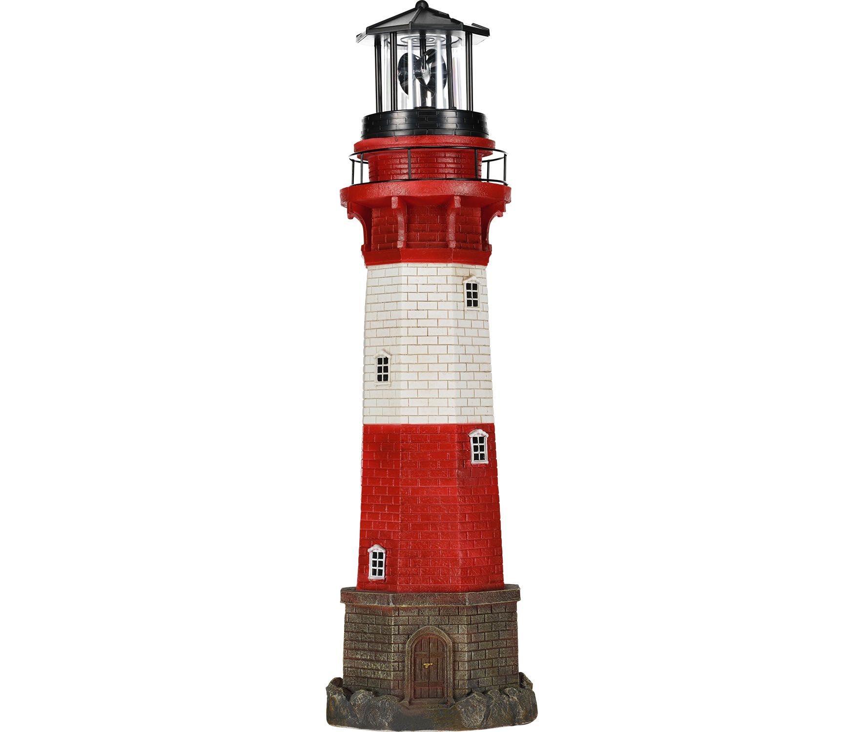 Metall Leuchtturm LED Licht 14 cm Höhe mit Boot 