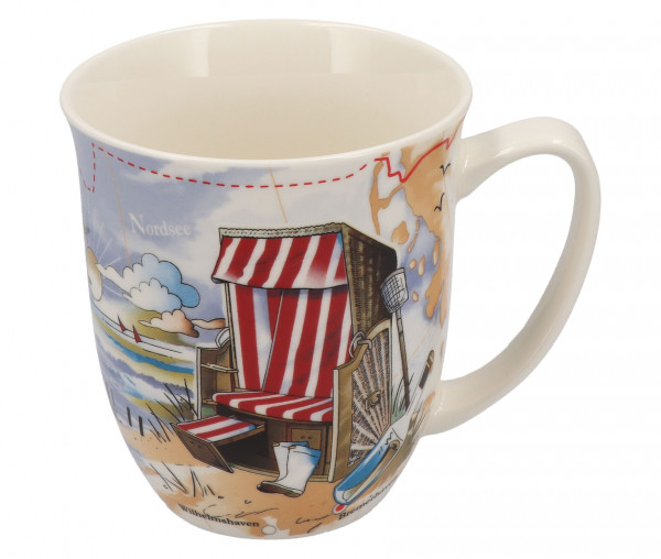 Tony Brown Tasse mit maritimem Druck Strandkorb