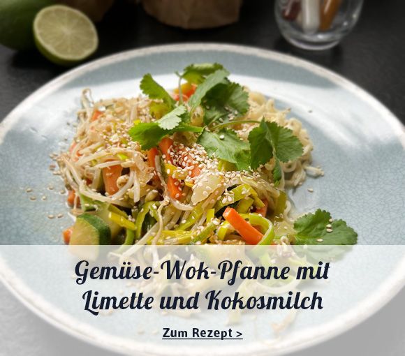 Gemüse-Wok-Pfanne mit Limette und Kokosmilch