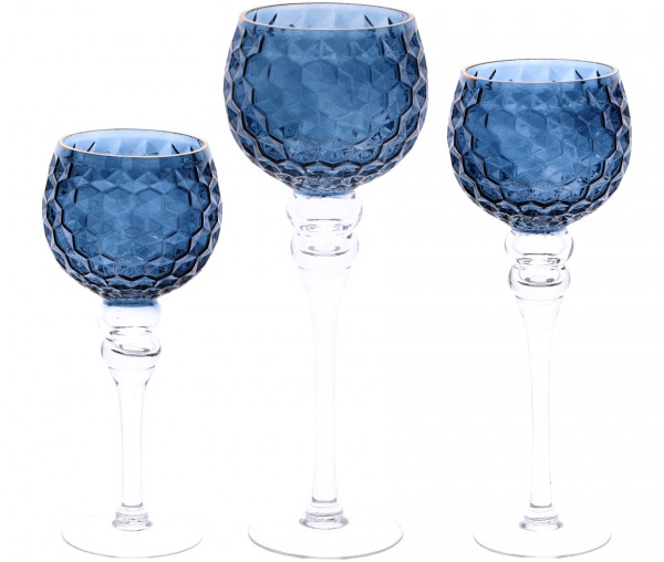 Dekogläser mit Goldrand 3er Set blau