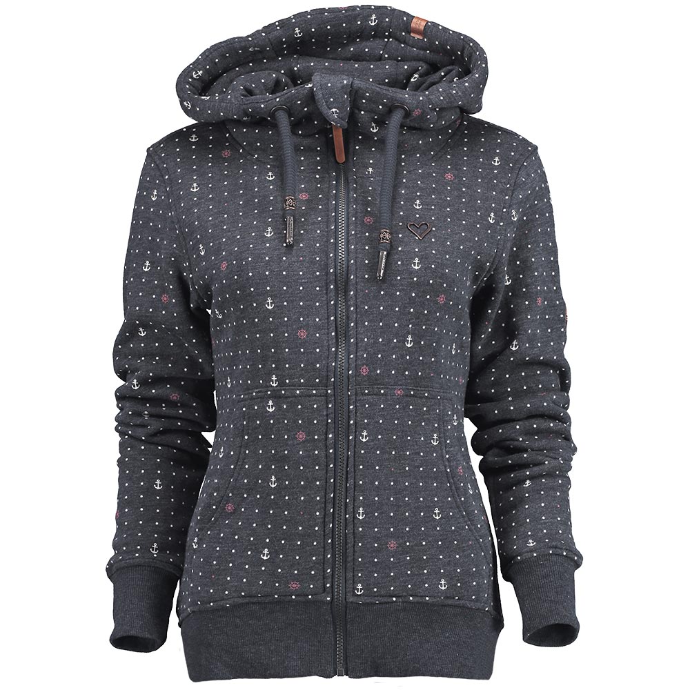 Alife And Kickin Damen Sweatjacke Yasmin Mit Anker Steuerrad Print