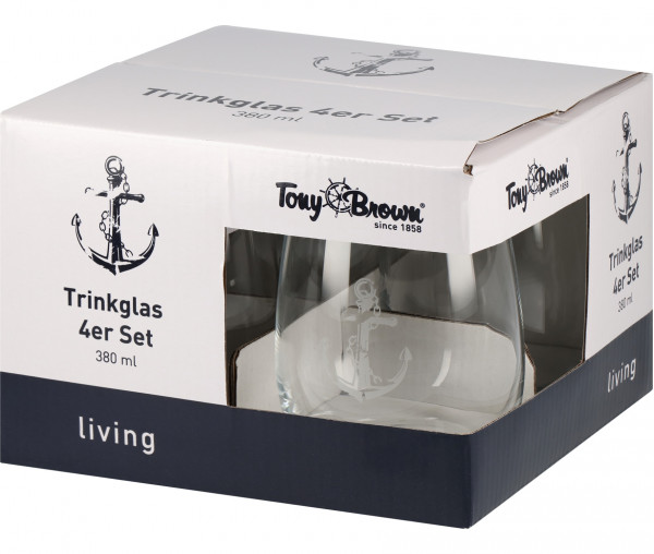 Tony Brown Trinkgläser 4er Set Anker groß