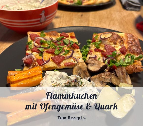 Flammkuchen mit Ofengemüse und Quark