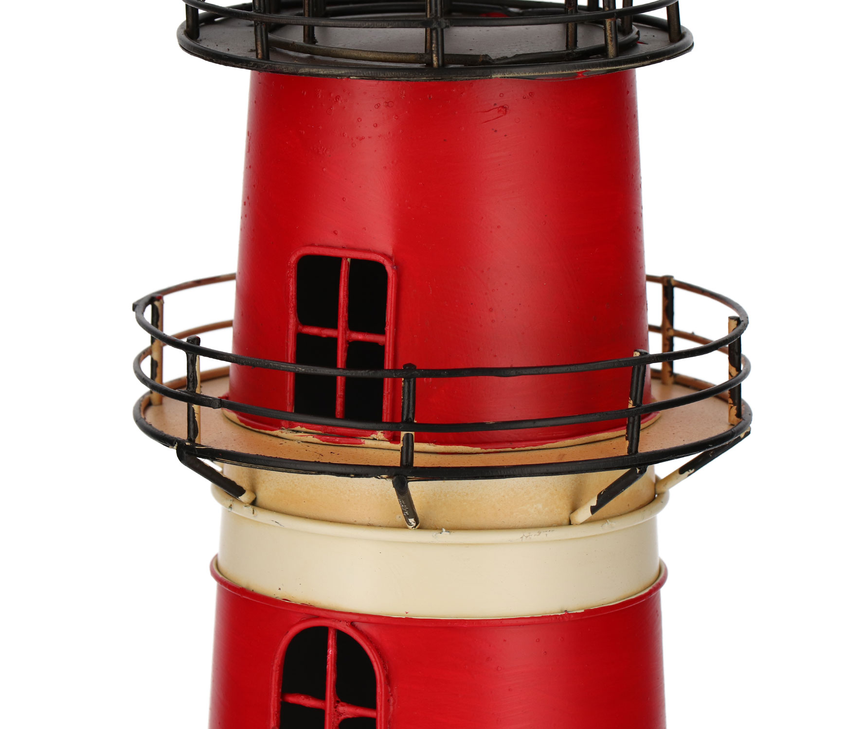 Metall Leuchtturm LED Beleuchtung 18 cm Höhe mit Blech-Boot 