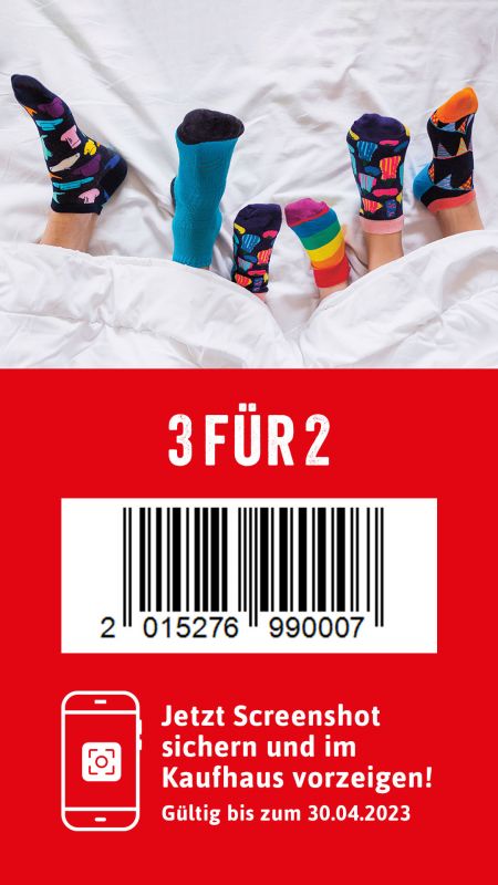 3 für 2 Socken Aktion Kaufhaus Stolz