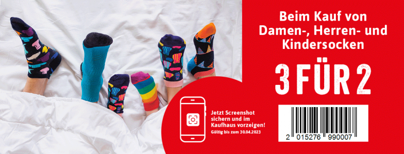 3 für 2 Socken Aktion